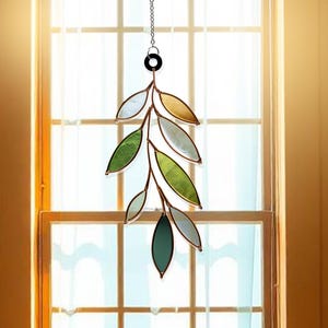 Olive Leaf Acrylic Suncatcher Window Hanging – Custom Clear Acrylic Gift, Mediterranean Kitchen Decor, Farmhouse Sun Catcher Ornament Gift