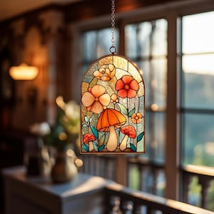 Mushroom Suncatcher Window Hanging Nature Inspired Decor